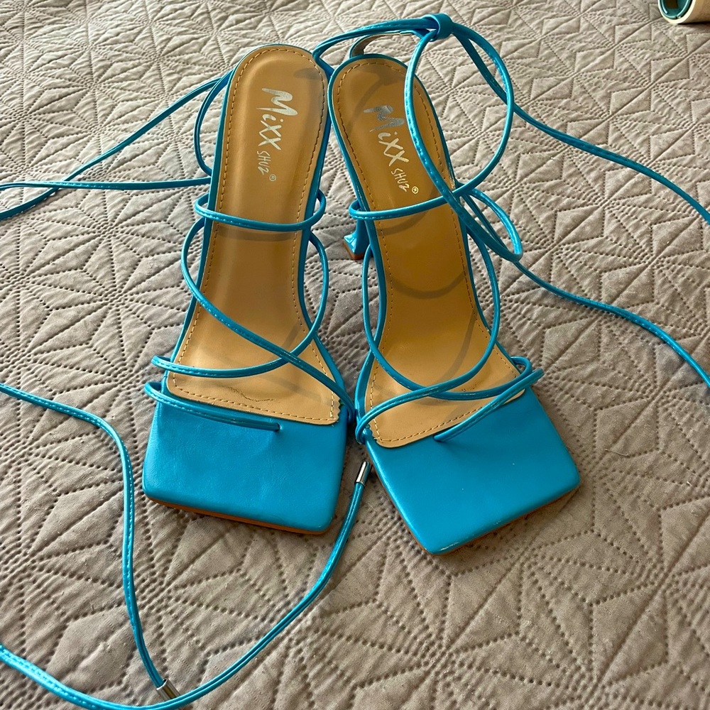Blue Lace Up Heels